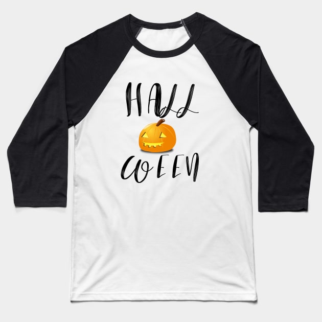 Halloween Pumpkin Baseball T-Shirt by Merchweaver